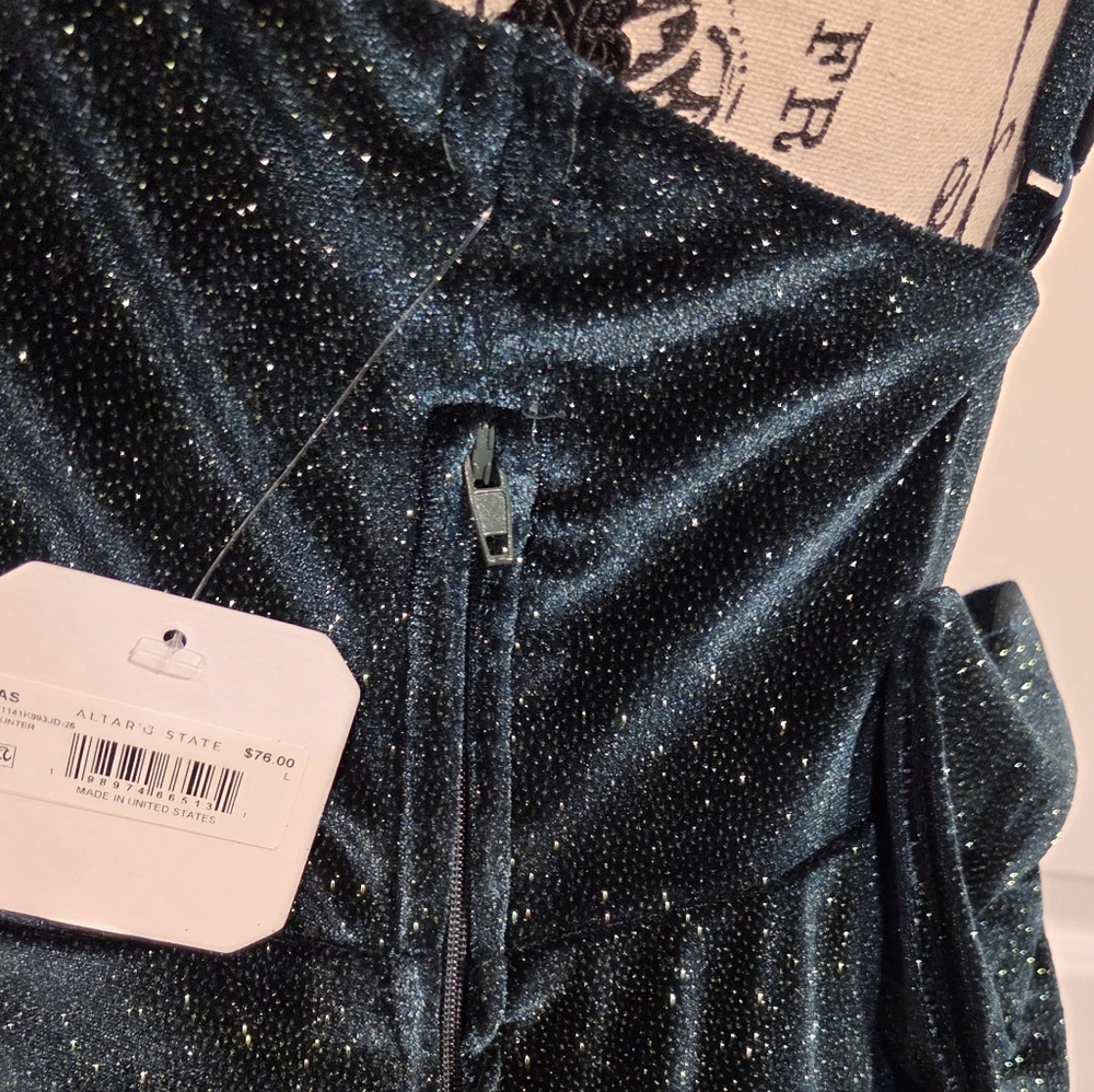 Altar'd State Sparkling Dark Green Mini Dress - Picture 5 of 6